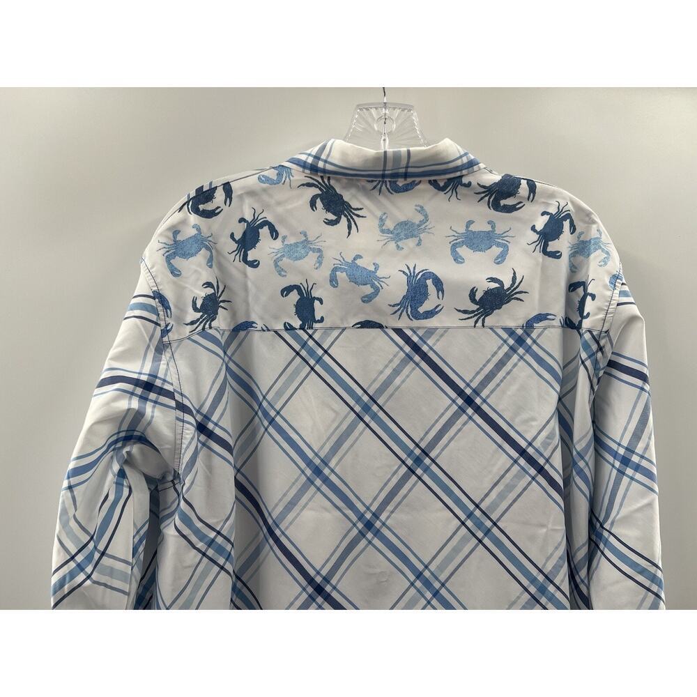 Dagon Apparel Company Men’s Snap Front Plaid Shirt Blue White Crabs Size L NWOT - Picture 8 of 10